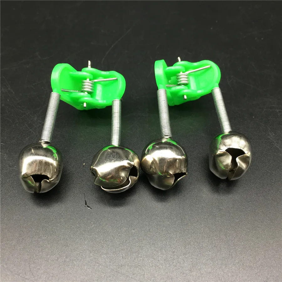 Fishing Rod Pole Tip Clip Twin Bell Alarm Alert Ring Fish Bite Alarming Tool Green ABS Fishing Stainless Steel Accessory (3)