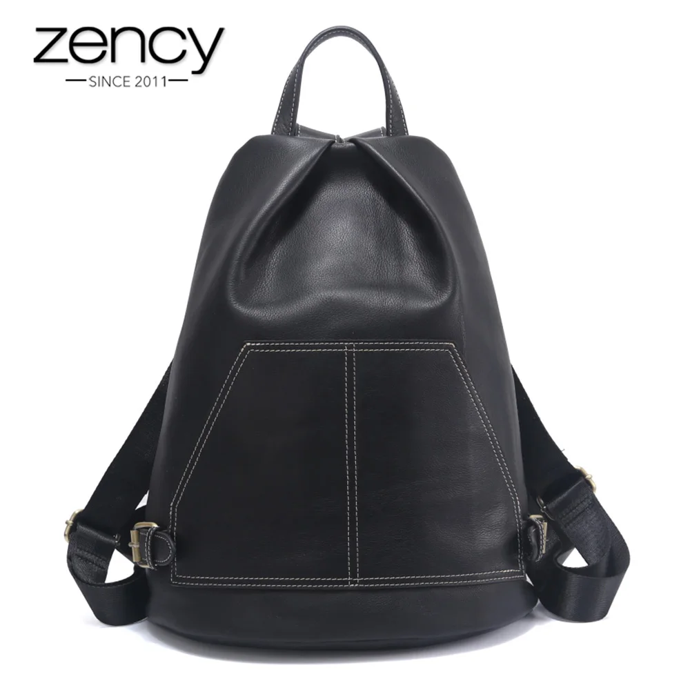 

Zency Fashion Casual Travel Bags Women Genuine Leather Backpack Preppy Style Schoolbag Lady Knapsack Large Capacity Big Bag