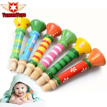 Juguetes de madera Hooter cuerno instrumento Musical educativo Mini niños juguetes de bebé instrumento Musical colorido trompeta de madera