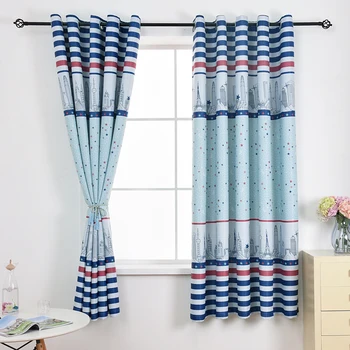 

1 PCS W100xL200cm Castle Printed Curtains For Living Room Short Window Pastoral Rural Bay Window Drapes PC023C