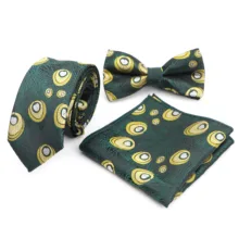 Для мужчин галстук-платок комплект Узкие жаккардовые Бабочка с перьями полиэстер квадратный платок с цветами для отдыха дизайн с бантом социальных вечерние аксессуары