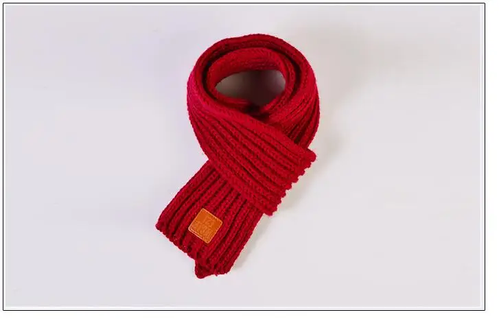 Детский однотонный трикотажный зимний шарф для мальчиков и девочек, вязаные крючком шарфы на весну и осень, уличная плотная теплая защита шеи