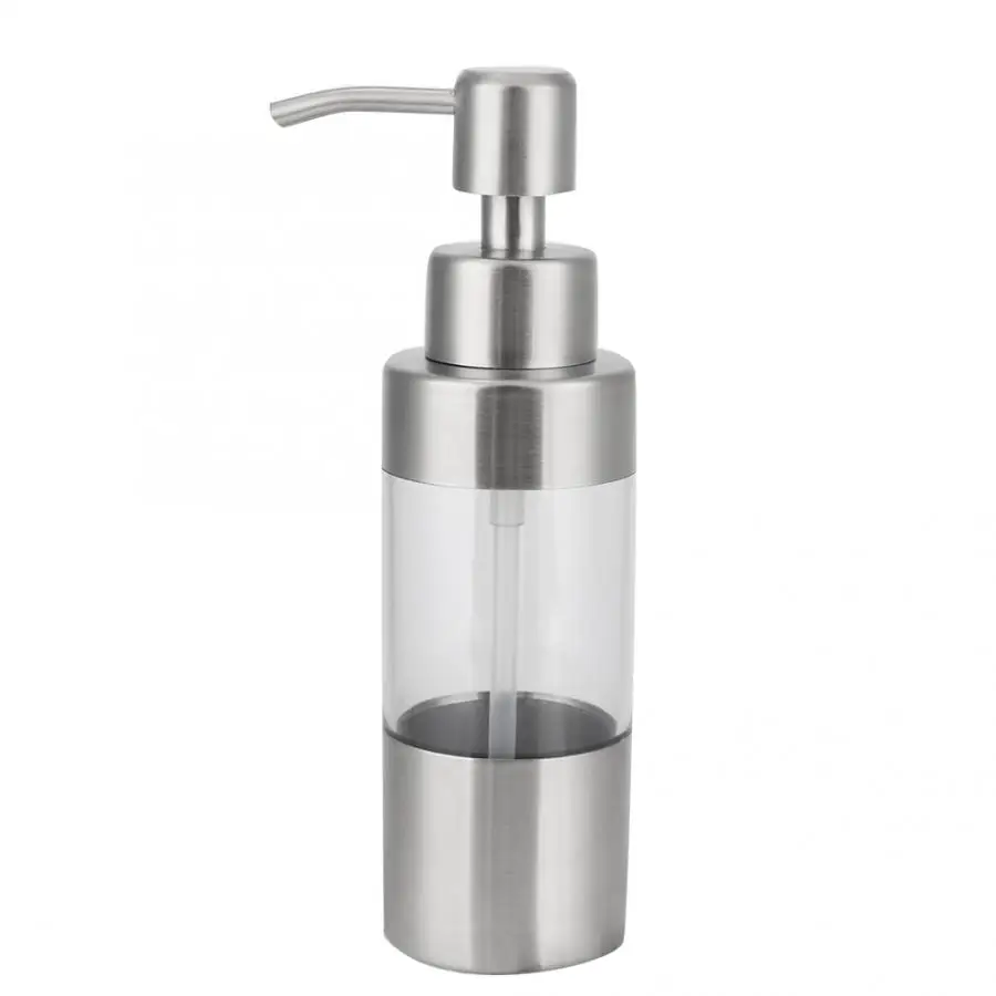 

Manual Soap Dispenser Transparent ABS Stainless Steel Bathroom Manual Hand Liquid Lotion Soap Dispenser Pump Bottle
