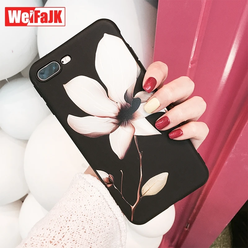 

WeiFaJK Flower Phone Case for iPhone 6 6s 7 8 Plus Cover Silicone Women Floral Soft Cover for iPhone 7 Plus 8 6 6s X Cases Coque