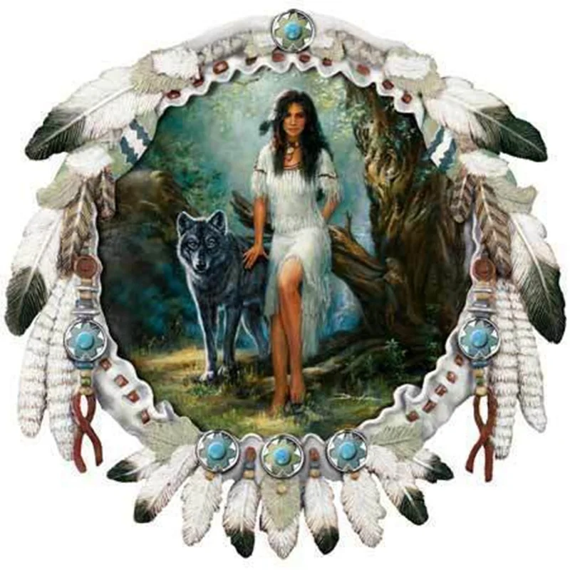 

Full Square/Round Drill 5D DIY Diamond Painting Indian girl & wolf 3D Embroidery Cross Stitch Mosaic Needlework gift Home Decor
