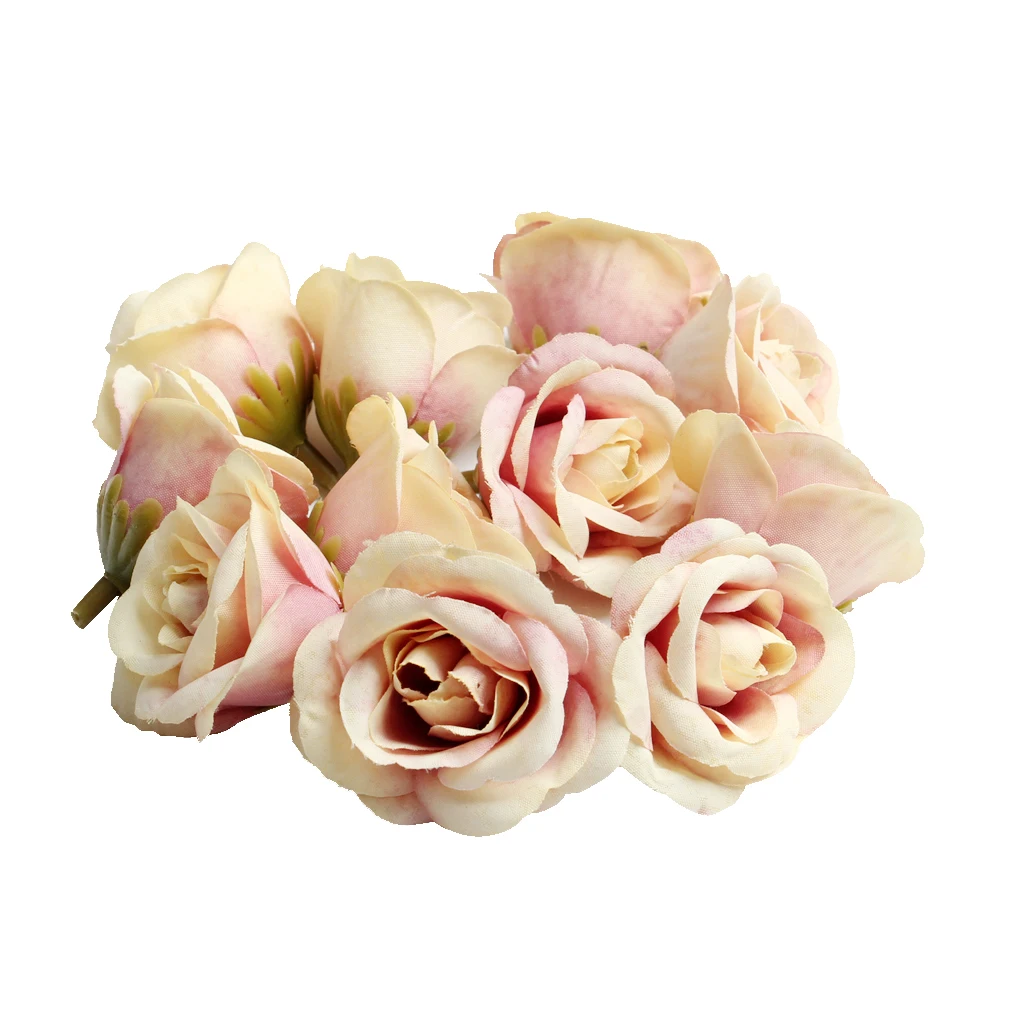 New Hot Sale 10pcs Decorative Artificial Silk Rose Flower Head for Wedding Party Home Decor Photo Albums DIY Hats Clothes Favors