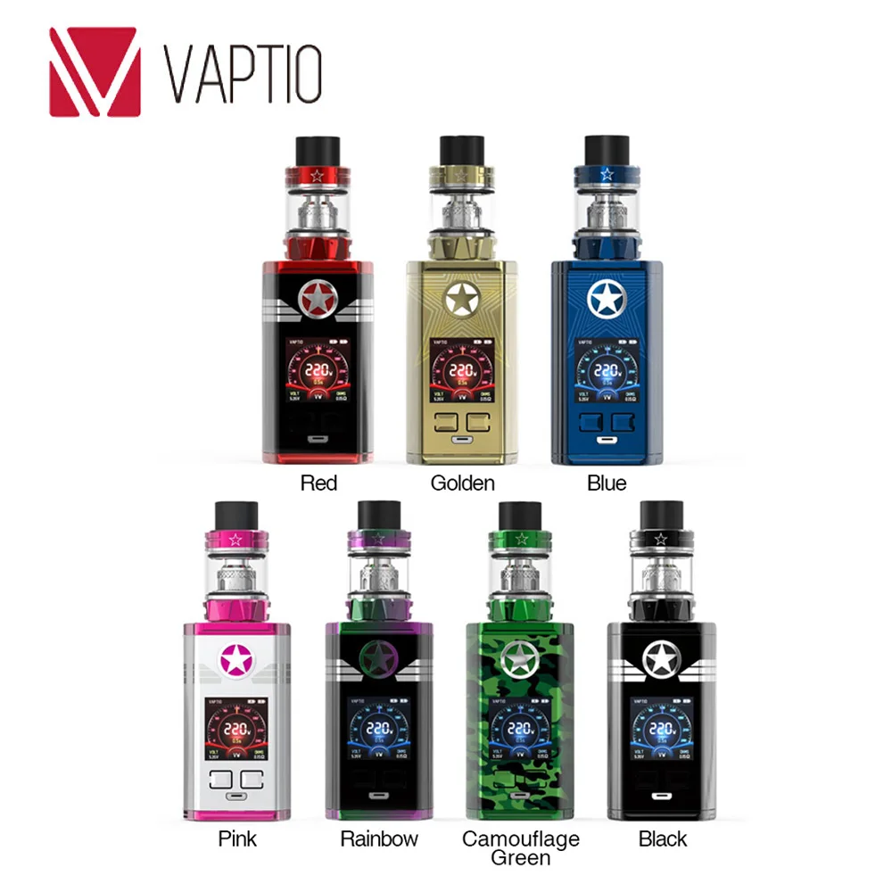 New Vaptio Captn 220W TC Kit with 8ml/2ml Paragon Tank W/ PARAGON Mesh & Strip Coils Support 6 Modes Vaptio Capt'n vs Revenger X