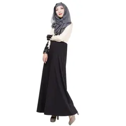 Осень манжеты кружево Мода кардиганы шить с длинным рукавом длинное платье Исламская женский черный Лен традиционное Y