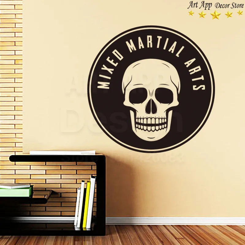 

Good quality new design mixed martial skull wall sticker removable art cheap home decoration vinyl skeleton room decals