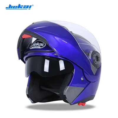 Мотоциклетный флип-ап гоночный шлем мотоцикл двойной козырек объектив электрический скутер Capacetes мужской теплый мотоциклетный гоночный шлем - Цвет: Blue