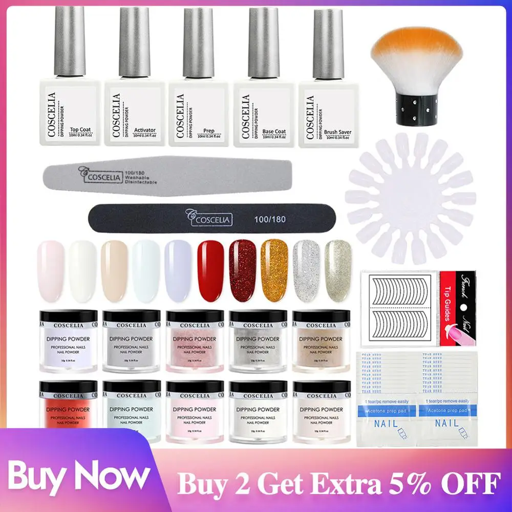 COSCELIA Dipping Powder Full Set For Manicure Acrylic Nail Kit Tools