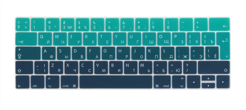 РОССИЯ ЕВРО Введите клавиатуры Обложка для- Macbook Pro 13 15 дюймов с Touch Bar новая модель A1706 a1707 - Цвет: Gradient Green