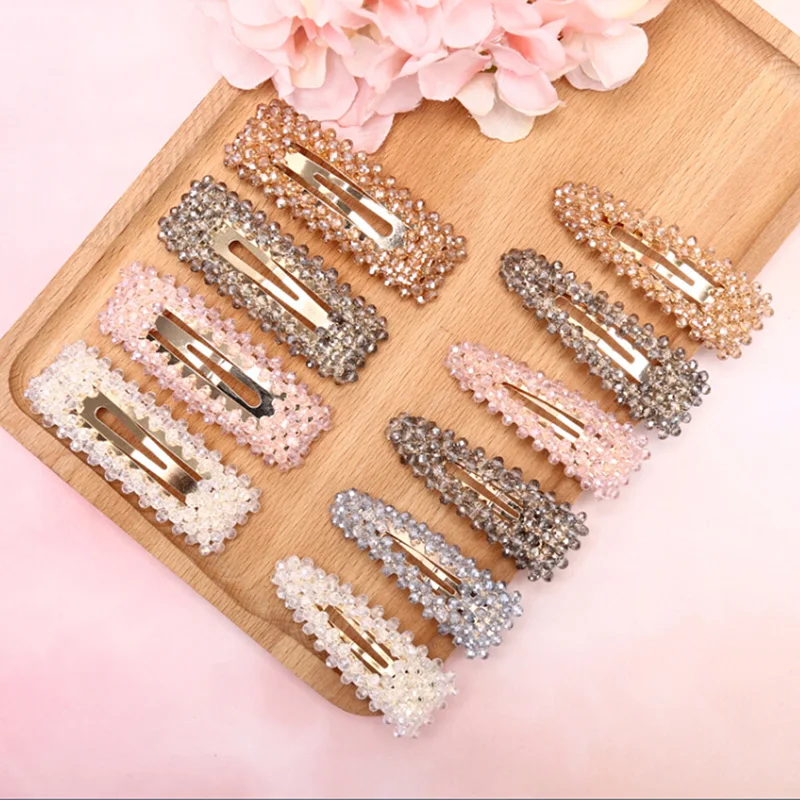 

Fashion Crystal Pearl Hairpin Barrettes Stick Hairgrip Geometricr Red Color Hair Clip Metal Hair Styling Accessories