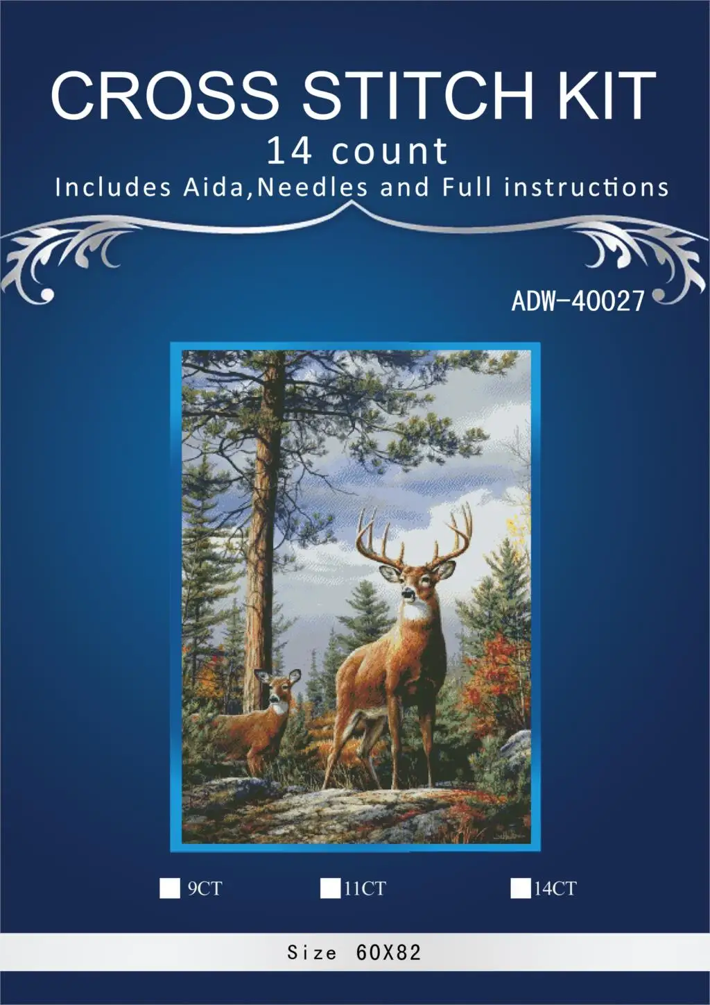 

oneroom Needlework,Forest Deer Animal Tree Cross stitch Handmade 14CT Counted Canvas DIY,DMC,Cross-stitch kits,Embroidery Art