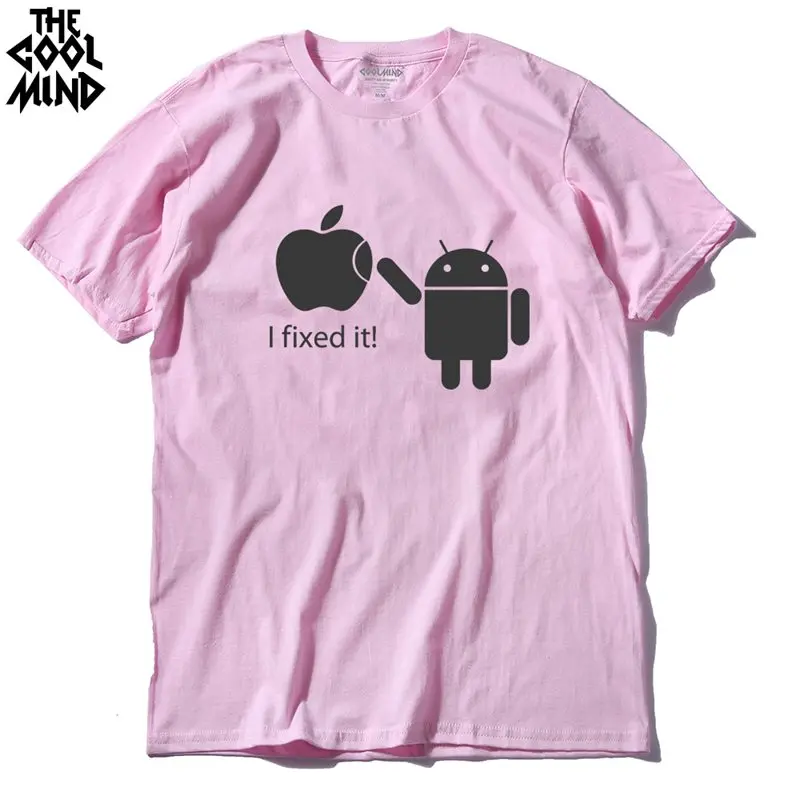 COOLMIND FU0116A, хлопковые мужские футболки, Android Robot, Мужская футболка, Apple Humor Logo, с принтом, забавная футболка, короткий рукав, футболки