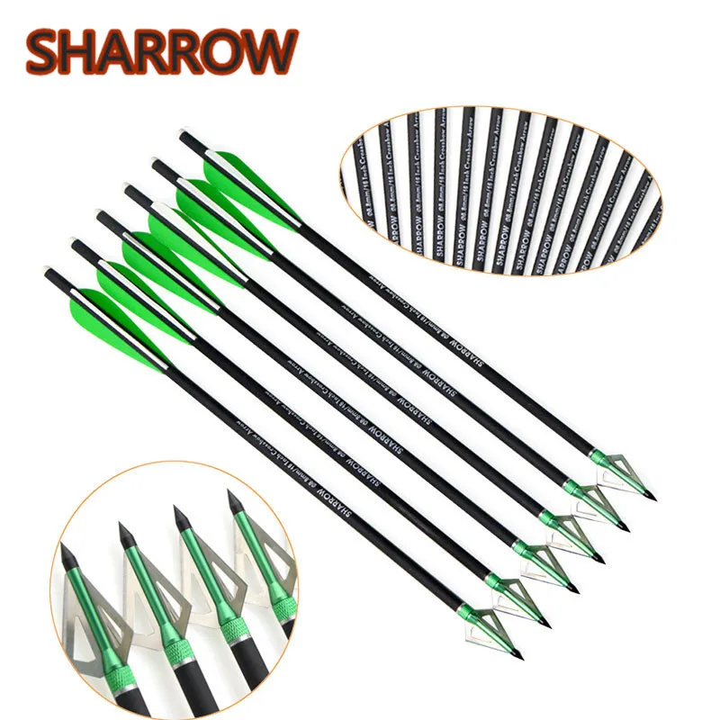12pcs 16" Crossbow Bolts Carbon Arrows+Archery Arrowheads Replaceable Broadheads 100gr For Outdoor Practice Shooting Accessories | Спорт и