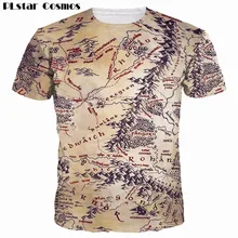 PLstar Cosmos Retro 3D Print The Middle Earth World Map T-shirt Design T shirts Summer Tops Tees 2018 Men/Women vintage tshirt