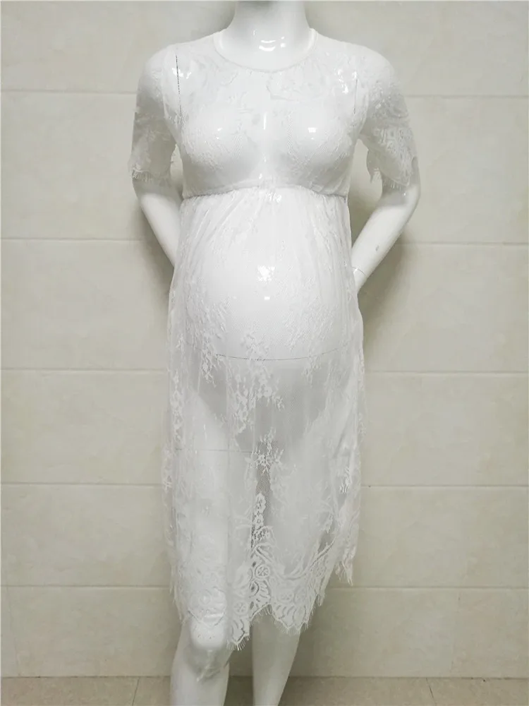 Женское длинное платье макси с круглым вырезом без рукавов, платье подружки невесты для беременных, сексуальное элегантное кружевное платье белого, розового, винного цвета - Цвет: white 1