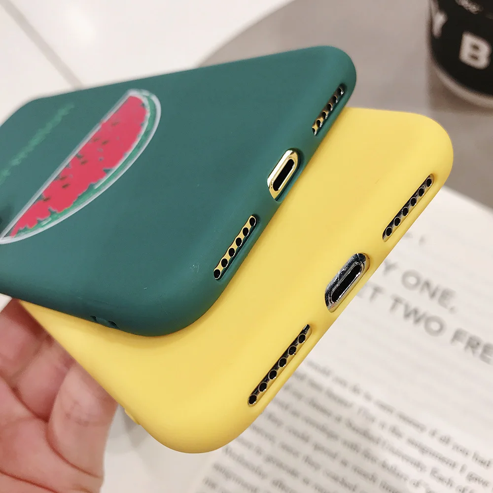 KIPX1090_6_JONSNOW Phone Case for iPhone XR XS Max 6S 7 8 Plus Embossed Fruit Style Lemon Watermelon Strawberry Patterns Soft Silicone Cover