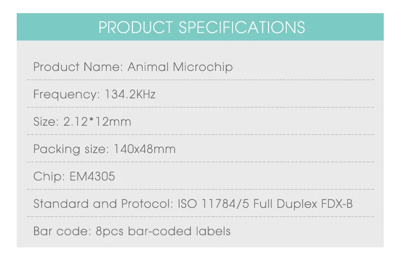 plástico Injetor de Microchip RFID 134.2Khz ISO