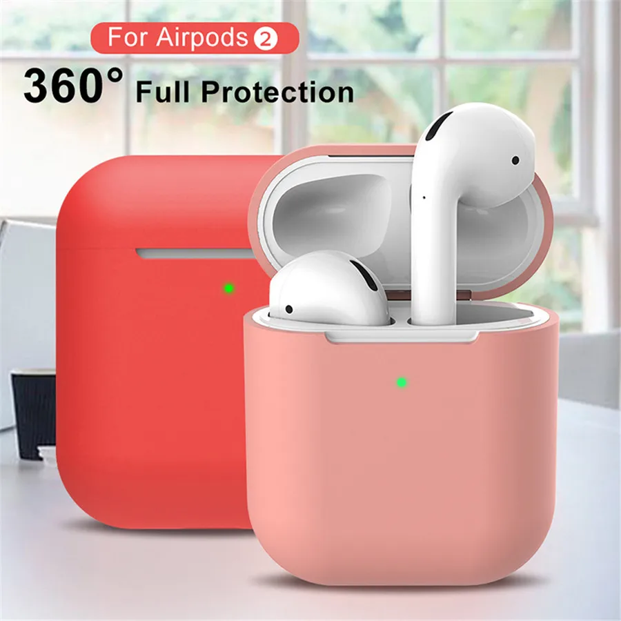 

Silicone Case For Apple AirPods 2 Bluetooth Earphones Wireless Earbuds Air Pods Cases Slim Pouch Protective Cover For AirPods