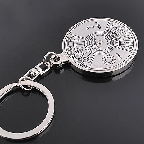 50 Years Perpetual Calendar Keyring Keychain Silver Alloy Key Ring Keyfob Decoration 8OU9 metal keychain