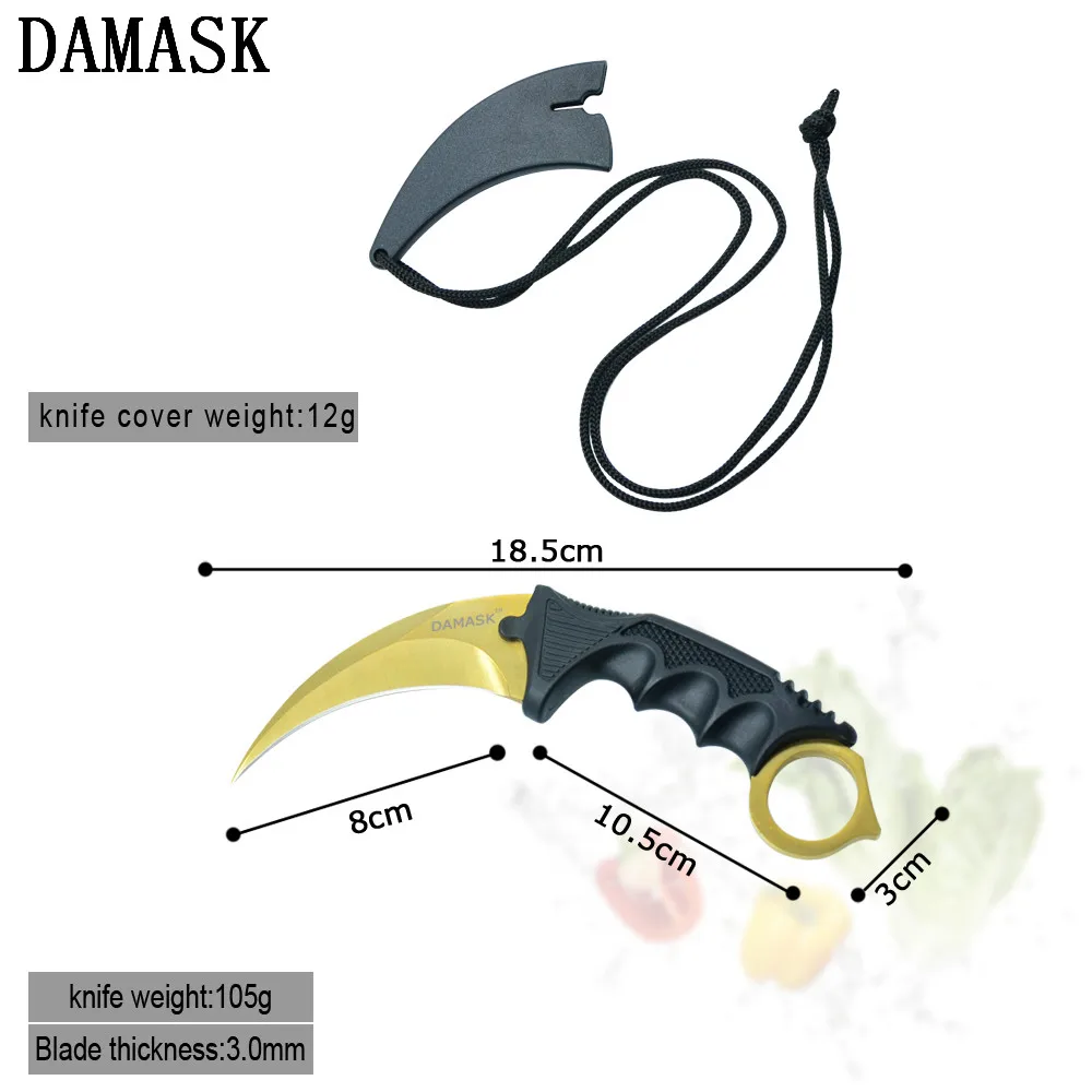 Дамасский нож CS GO Counter Strike Karambit Тактический коготь Походный инструмент для