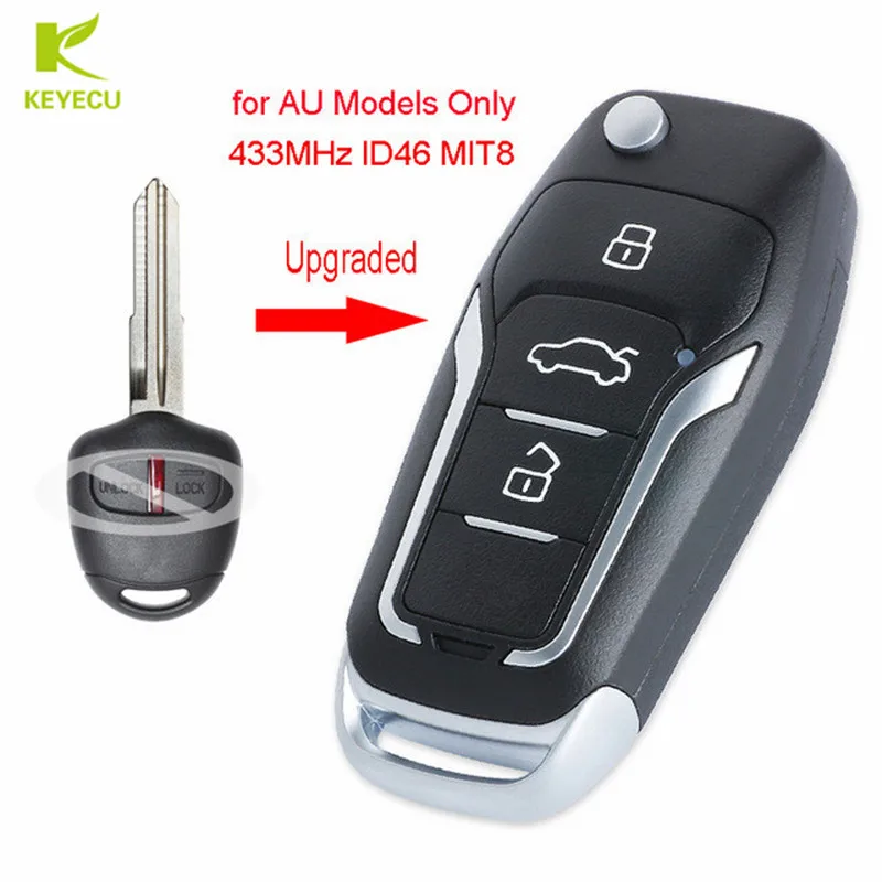 

KEYECU Replacement Upgraded Flip Remote Car Key Fob 2 Button 433MHz ID46 for Mitsubishi Pajero, Lancer &Outlander in Australia