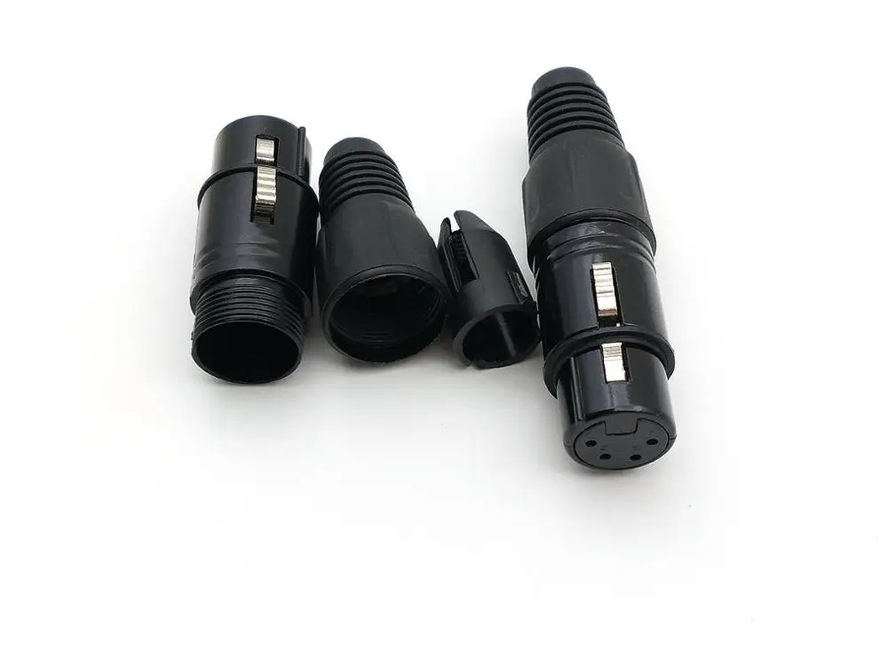 

10PCS black 4 pin FEMALE XLR connectors adapter