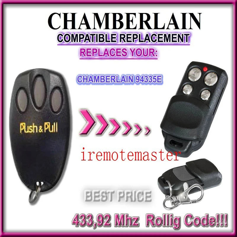 

For Chamberlain liftmaster 94335e replacement garage door remote control Rolling code 433.92MHZ