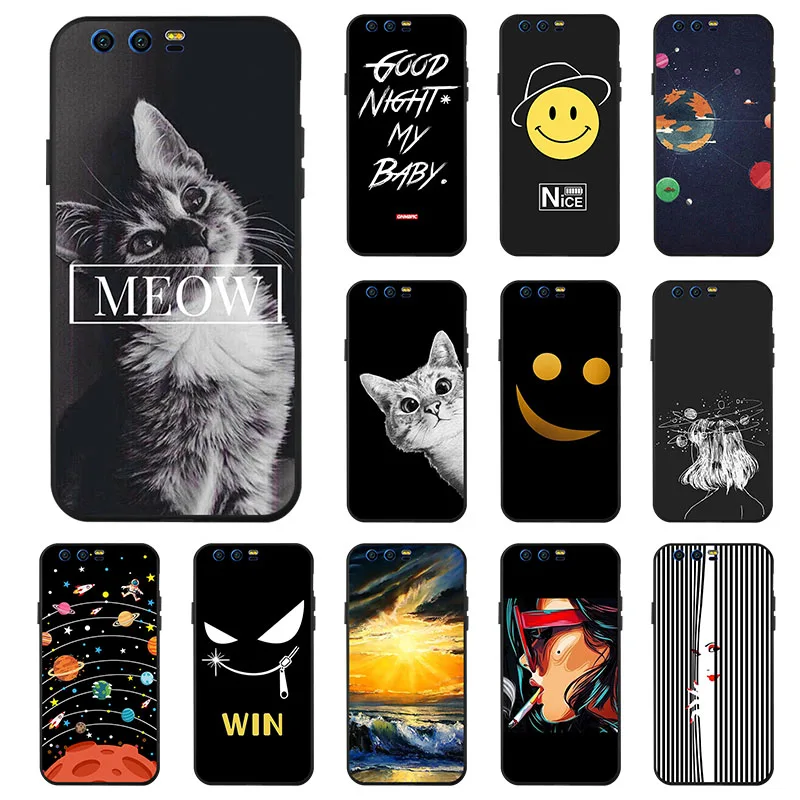 

Ojeleye Fashion Black Silicon Case For Huawei Honor 9 Cases Anti-knock Phone Cover For Huawei Honor 9 STF-L09 Covers