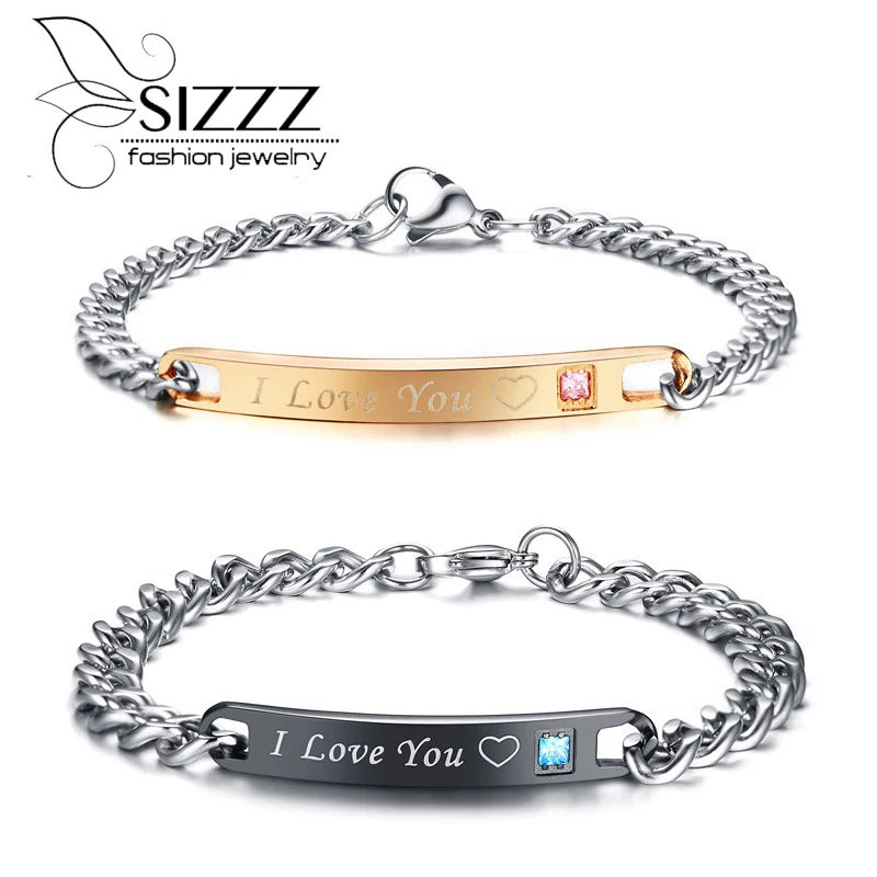 Фото SIZZZ Fashion trend of titanium steel zircon couple bent lovers bracelet&ampbangles for women/men | Украшения и аксессуары