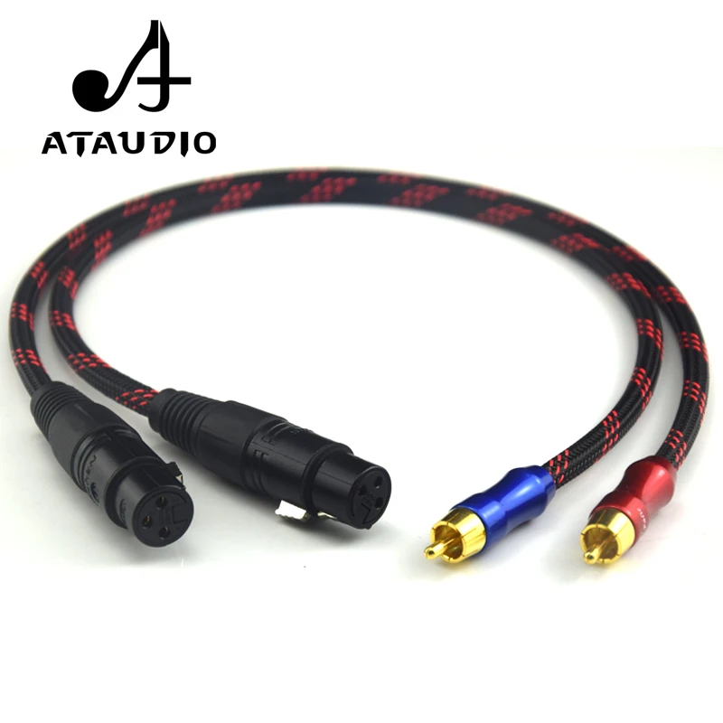 ATAUDIO Hifi 2RCA Male to 2XLR Female Audio Cable Hi-end 4N OFC Dual XLR Female to Dual RCA Male Audio Wire