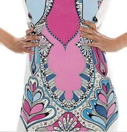 Дизайнерское платье для подиума, женское платье высокого качества с рукавом 3/4, разноцветное трикотажное платье-футляр с геометрическим принтом размера плюс, Vestido