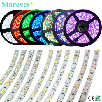 SMD 5050 LED 스트립, 따뜻한 흰색, RGB, RGBW, RGBWW, CCT 테이프, LED 조명 스트립, 로프 리본 벨트, 60 LED/m, DC12V, DC24V, 5m, 4 in 1, 5 in 1