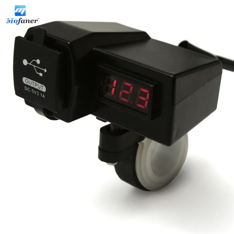 

12V 24V Motorcycle ATV Scooter Waterproof Voltage Voltmeter 2 USB Power Socket Charger With Digital Display