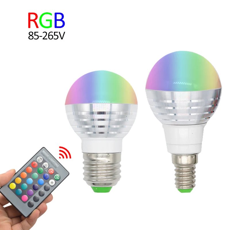 

RGB Lampada De LED Spotlight Bulb E27 E14 110V 220V 16 Colorful Changeable 3W Christmas Decor Light Lamp+IR Remote Controller