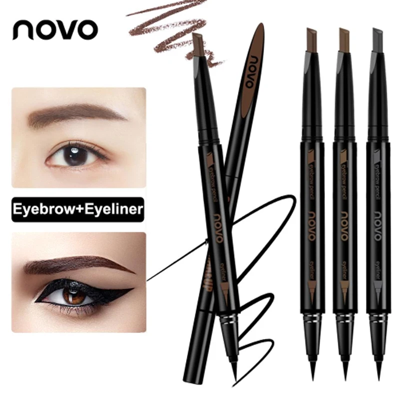 

NOVO Brand Double head Automatic eyebrow Pencil Double-use long lasting Liquid Eyeliner Eyebrow style Waterproof Tool eye makeup