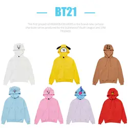 BTS BT21 Bangtan мальчики COOKY CHIMMY TATA Цзиминь хлопок милые вышитые молния Sweashirt толстовки пальто SW001