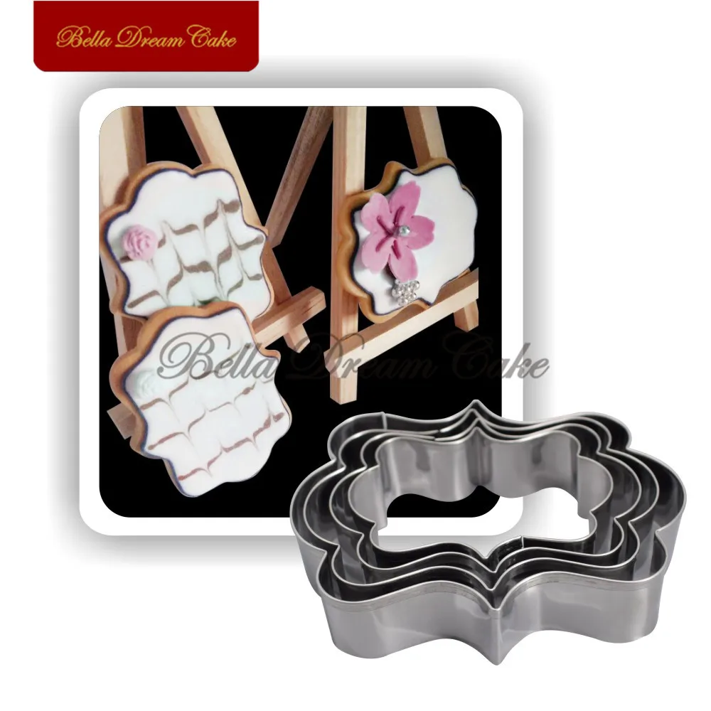 4pcs Frame Stainless Steel Cookies Cutter Set Biscuit Stamps Pastry