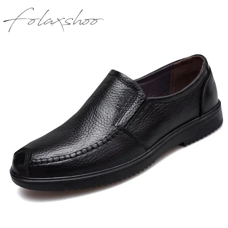 Folaxshoo Men's Loafer Slip-on Flat Moccasin Casual Driving Car Soft Walking Shoes Black/Blue/Brown | Обувь