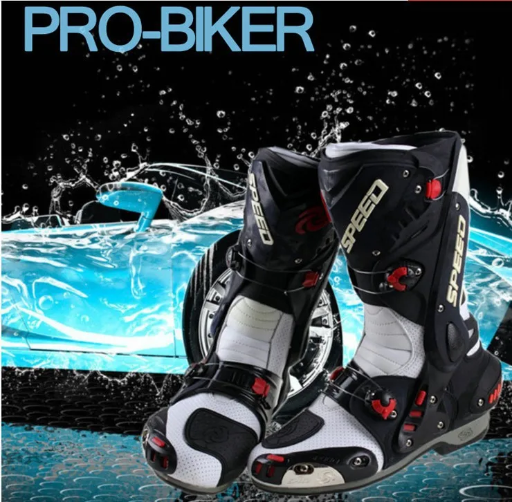 Motorcycle Boots Pro-Biker SPEED Racing moto Protective Gear Motocross Leather Long Shoes anti-slip Waterproof B1003