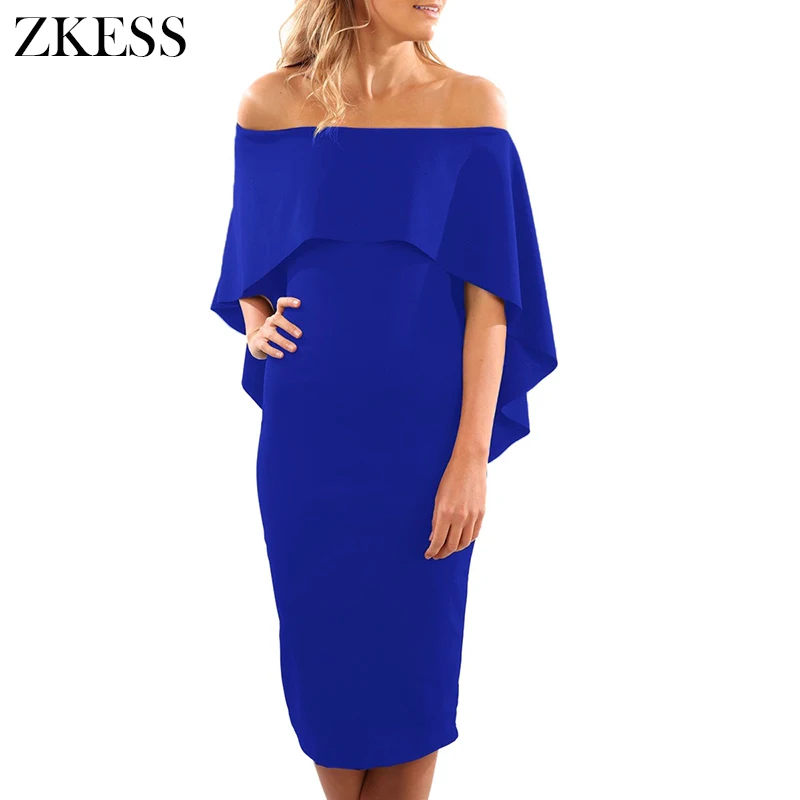 Royal-Blue-Luxurious-Off-Shoulder-Batwing-Cape-Midi-Dress-LC61616-5-1 