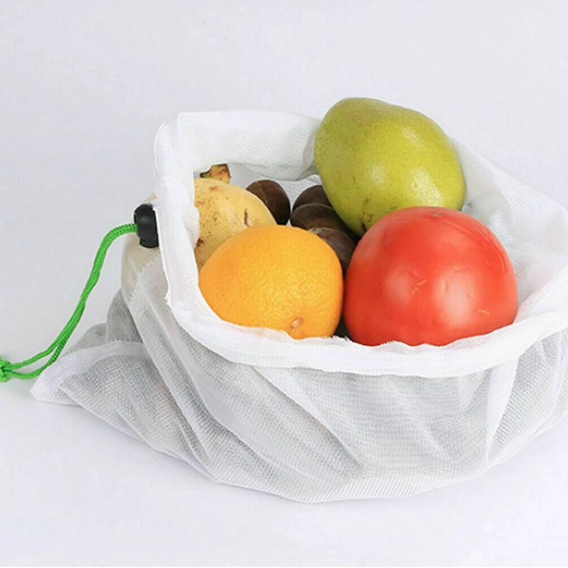 Многоразовые мешки для продуктов 12 упаковок черный веревочный сетчатый мешок