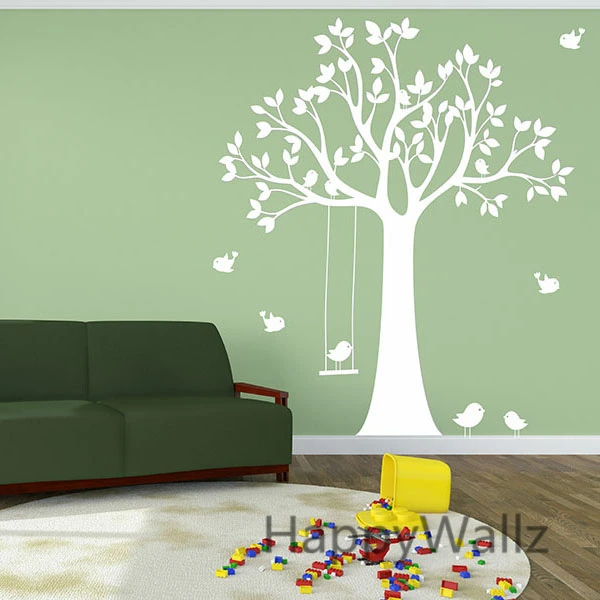 baby nursery tree wall sticker swing birds tree wall decals for