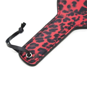 Morease Red leopard heart PU spanking paddle flogger flirting sex crop fetish Whip bondage Brinquedos For Couple Women 4