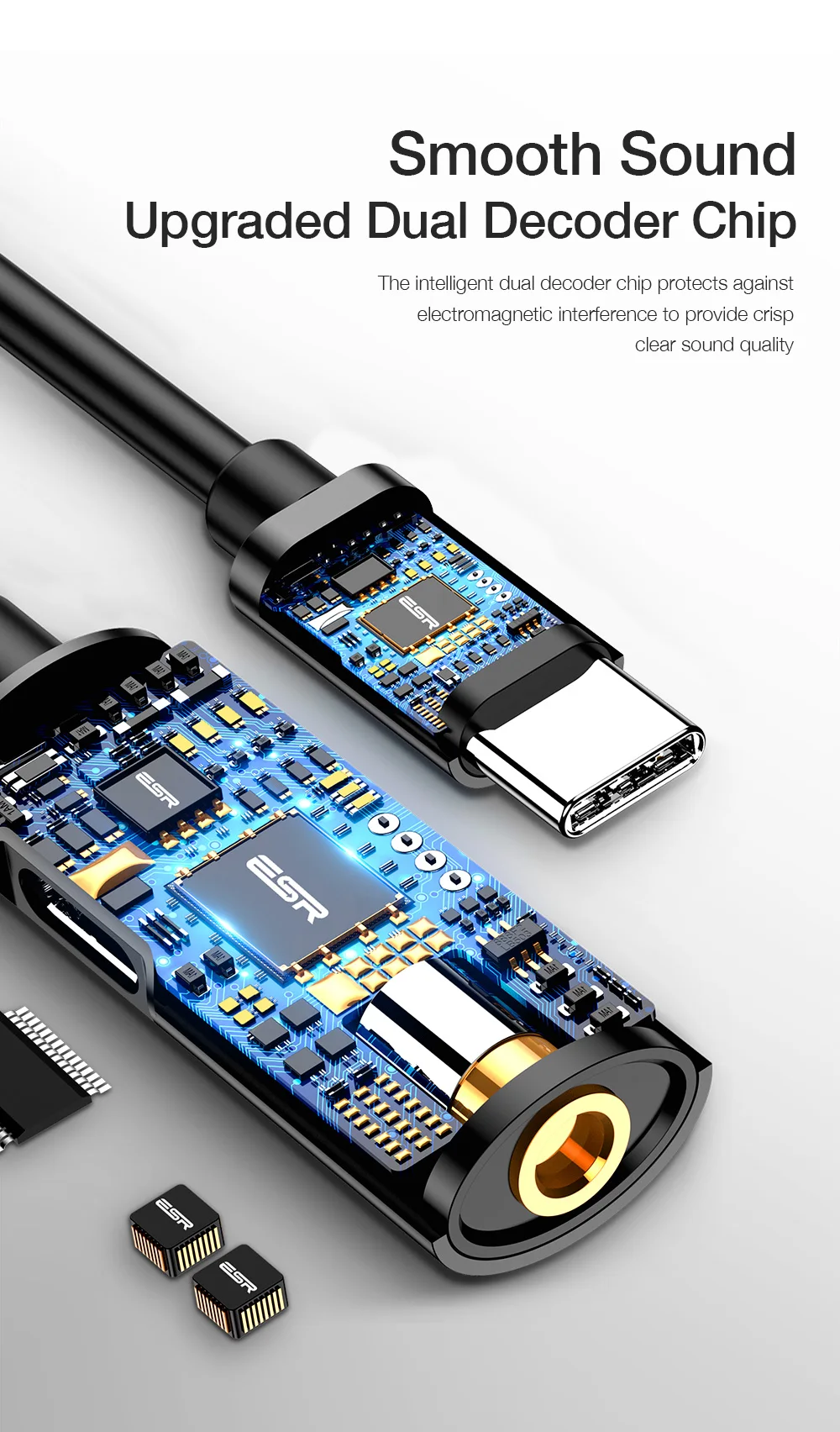 ESR usb type C штекер 3,5 мм разъем для наушников кабель-адаптер AUX аудио для Xiaomi Mi 8 huawei P20 mate 20 Pro type-C Быстрая зарядка