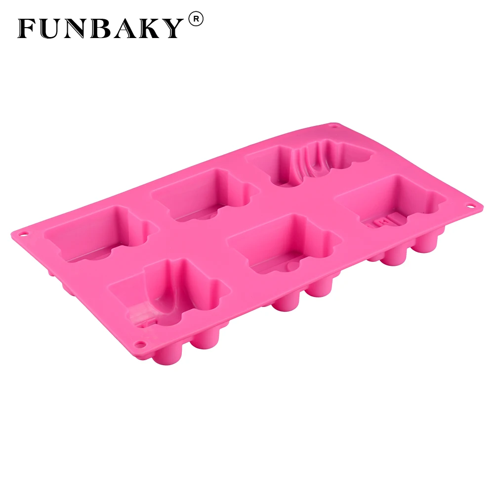 Funbaky 6 Полость 3d Торт силиконовая форма для выпечки Мультфильм машина Формы