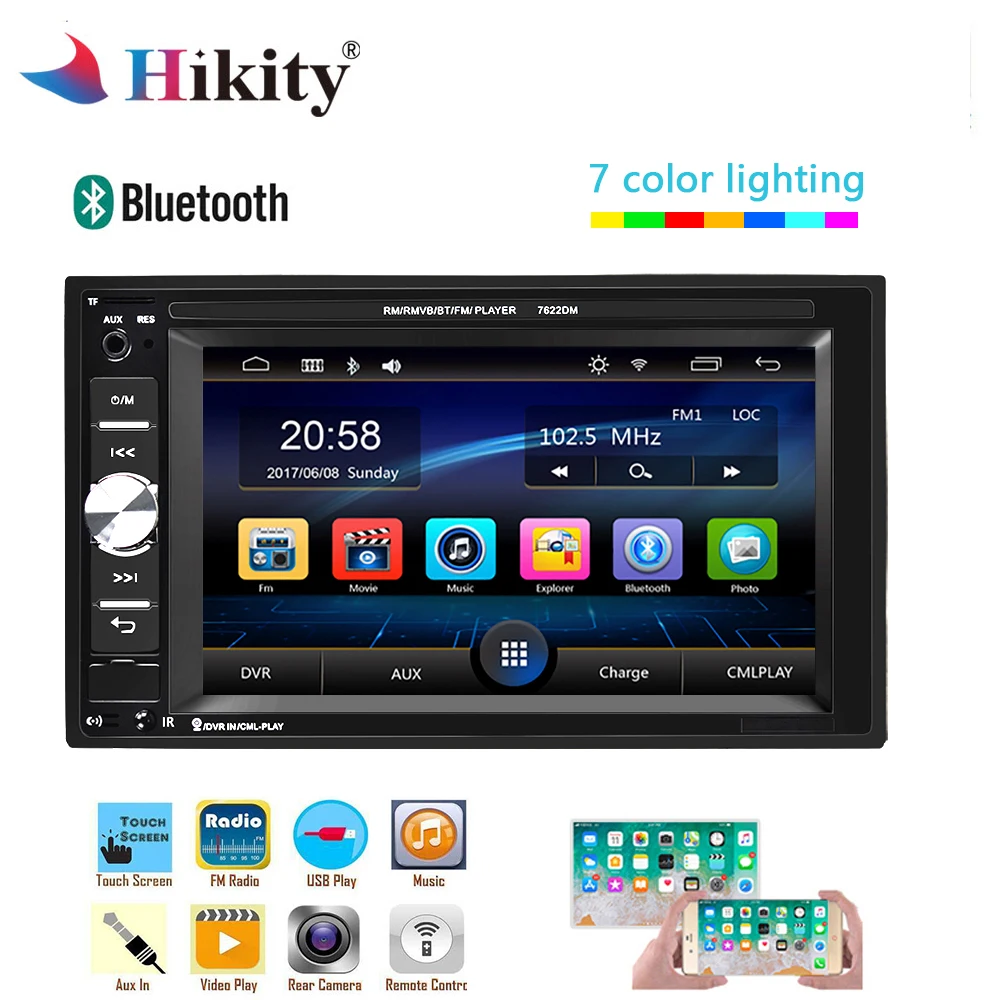 Hikity 2 Din Car Radio 6 2 inch Auto audio Player Touch Screen MP5 Player Autoradio