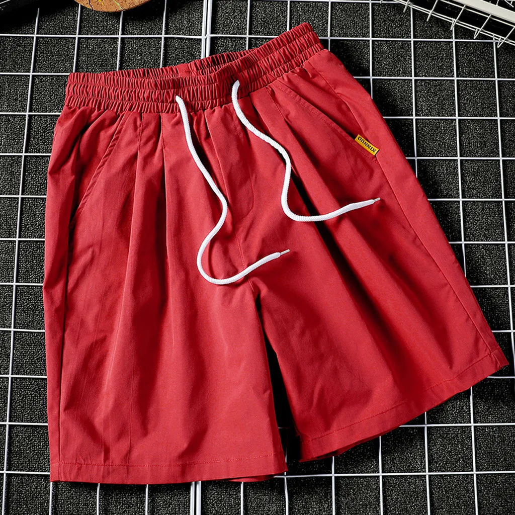 JAYCOSIN Для мужчин шорты летние модные Повседневное Однотонная одежда, средняя талия, с карманами, с эластичной резинкой на талии на плоской подошве спортивные свободные шорты April25 P30